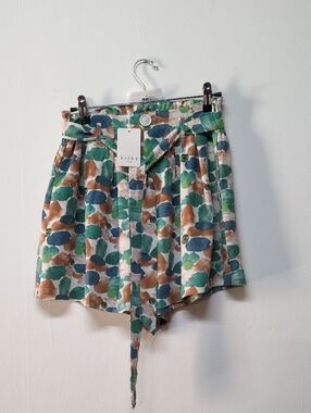 NEW Kilky Paperbag Waist Sea Glass Pattern Shorts, Size M